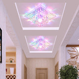Crystal Led Hallway Flush Mount Light - Minimalist Square Design In Clear