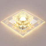 Modern Clear Crystal Led Flush Mount Ceiling Light For Entryway