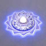 Modern Crystal Floral Flush Light: Clear Led Ceiling Fixture For Hallway / 3W Blue