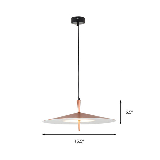 Sleek 1-Light Led Pendant In Rose Gold And White Acrylic