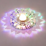 Contemporary Led Crystal Flush Mount Ceiling Light With Blossom Design For Hallways - Clear