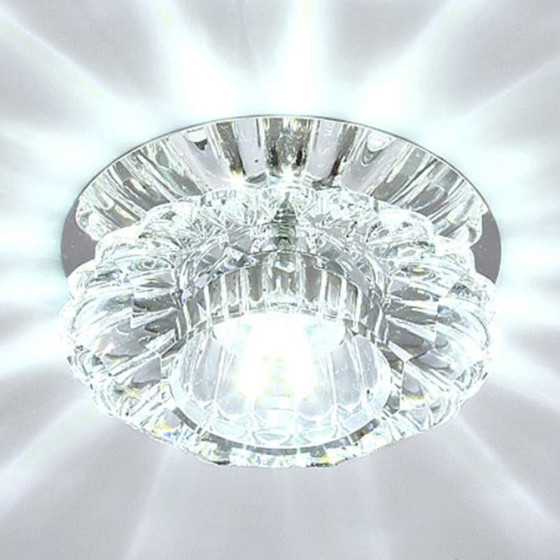 Modern Crystal Clear Flower Shade Led Flush Mount Ceiling Light For Corridor - Stylish & Efficient /