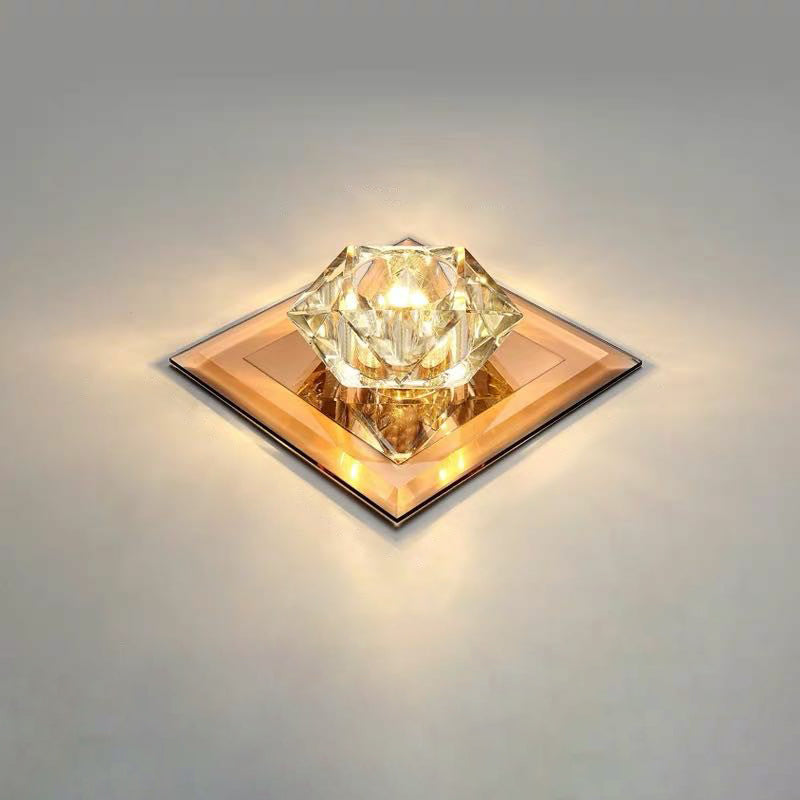 Crystal Gem Led Ceiling Light For Foyers And Hallways - Simple Stylish Flush Mount Tan / 5.5 Warm