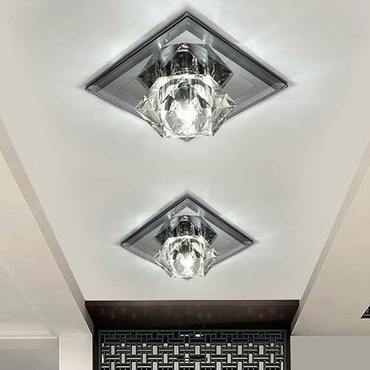 Crystal Gem Led Ceiling Light For Foyers And Hallways - Simple Stylish Flush Mount
