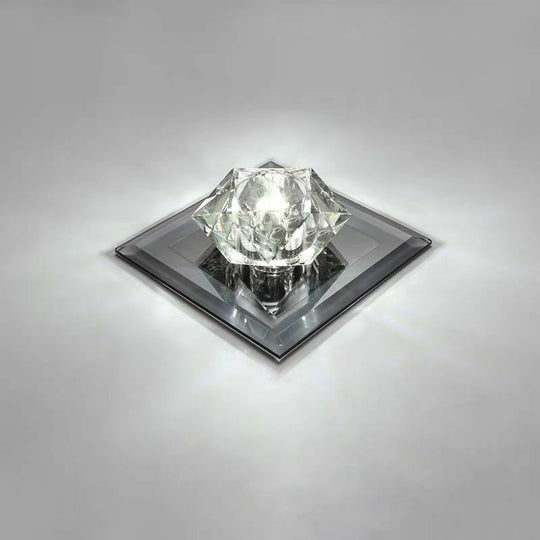 Crystal Gem Led Ceiling Light For Foyers And Hallways - Simple Stylish Flush Mount Black / 5.5 White