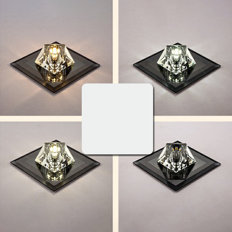 Artistic Gemstone Flush Ceiling Light With Led Crystal Corridor Accent