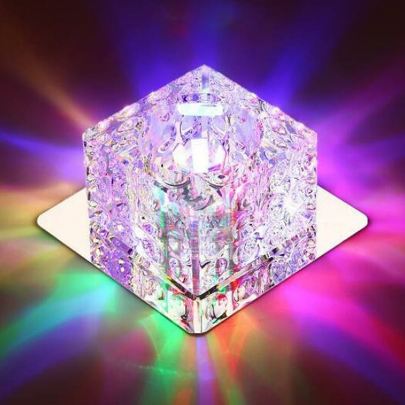 Crystal Led Flush Mount Entryway Light In Minimalist Square Design