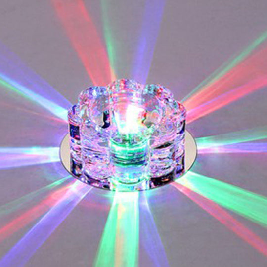 Clear Led Floral Crystal Flush Light - Stylish Ceiling Fixture For Living Room