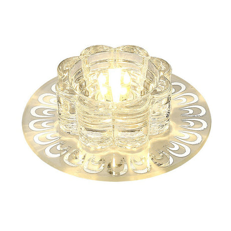 Minimalist Crystal Led Flush Mount Fixture For Hallway Clear Flower Lighting
