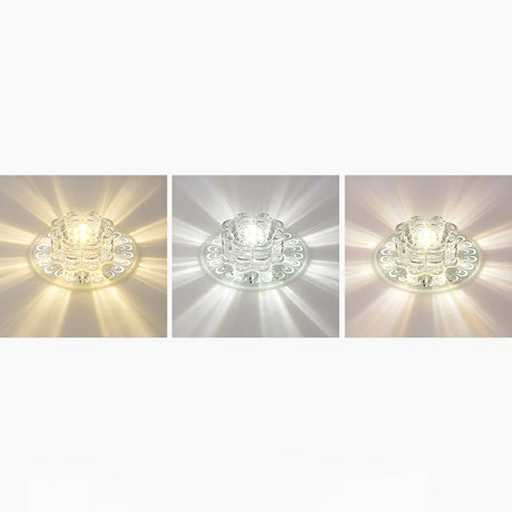Minimalist Crystal Led Flush Mount Fixture For Hallway Clear Flower Lighting / 5.5 Third Gear