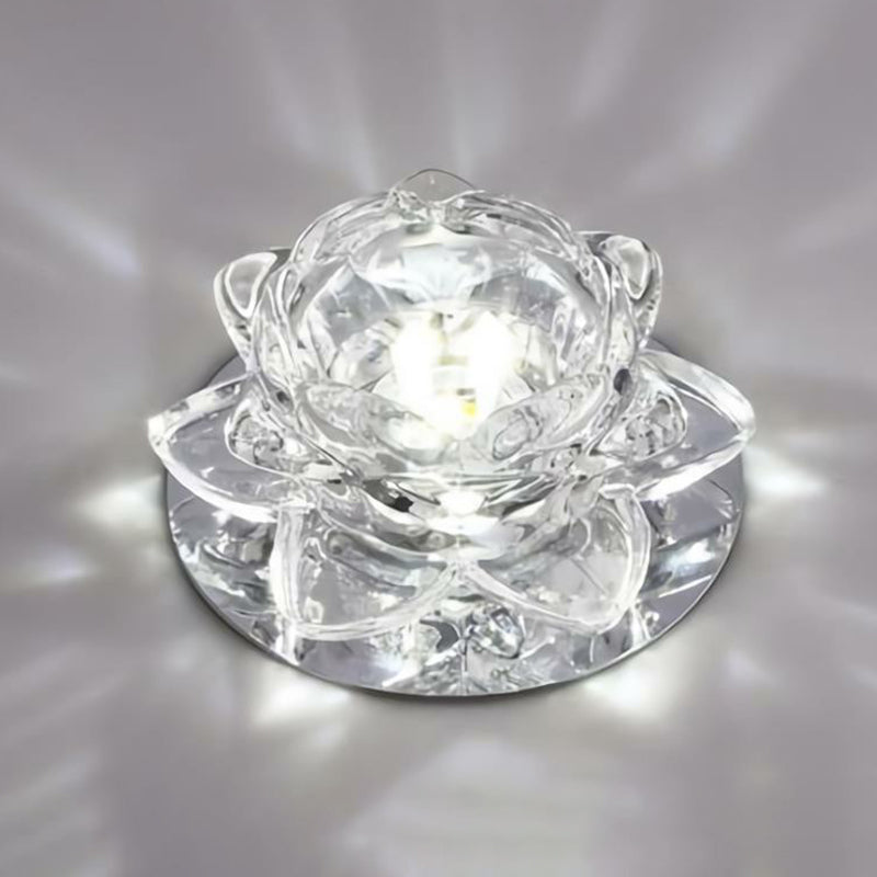 Modern Crystal Clear Led Flushmount Ceiling Light For Living Room / 3W White