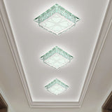 Sleek Crystal Led Flush Ceiling Light Stylish Square Design For Foyer Clear / White Loving Heart