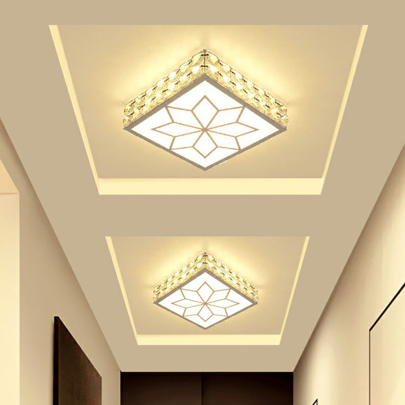 Crystal Led Flush Mount Ceiling Light - Modern Square Design White / 5W Warm