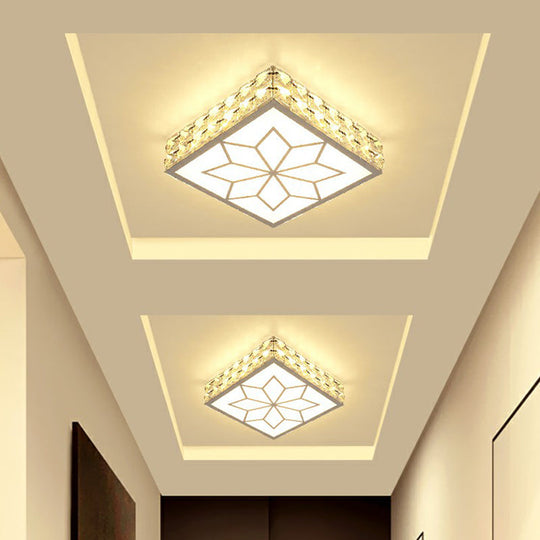 Crystal Led Flush Mount Ceiling Light - Modern Square Design White / 5W Warm