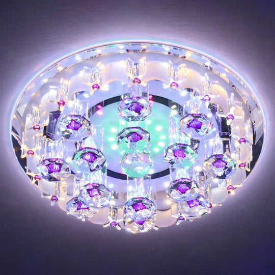 Modern Crystal Flush Mount Ceiling Light - Clear Hallway Led Fixture / 9.5’ Multi Color