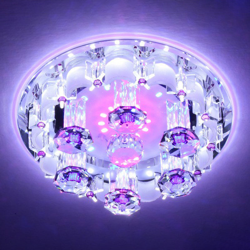 Modern Crystal Flush Mount Ceiling Light - Clear Hallway Led Fixture / 7’ Multi Color