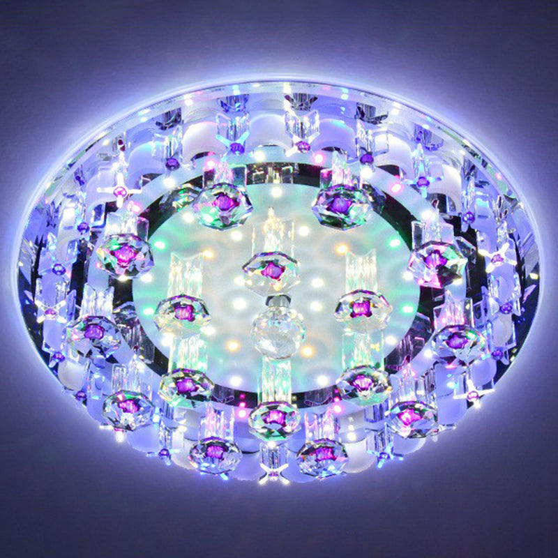 Modern Crystal Flush Mount Ceiling Light - Clear Hallway Led Fixture / 12’ Multi Color