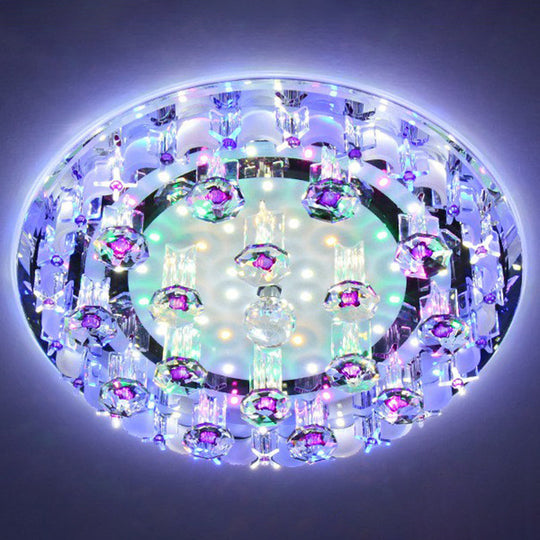Modern Crystal Flush Mount Ceiling Light - Clear Hallway Led Fixture / 12’ Multi Color