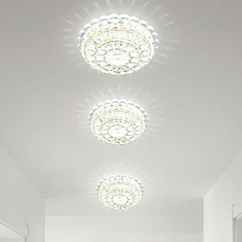 Artistic Crystal Led Flush Ceiling Light For Entryway Clear / 8’ White