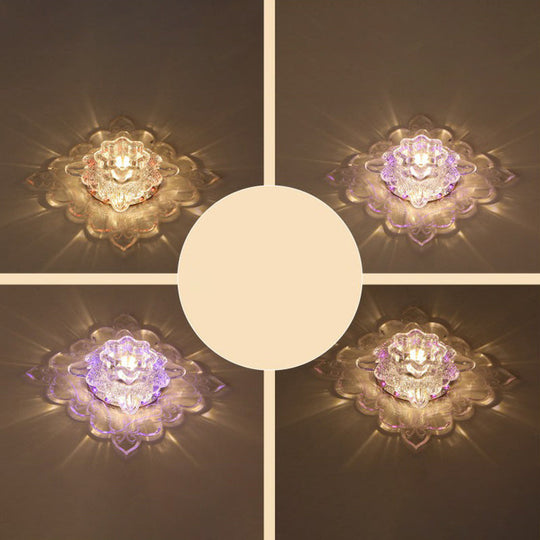 Contemporary Square Led Flush Mount Ceiling Light With Crystal Clear Design For Entryways / 5W 6