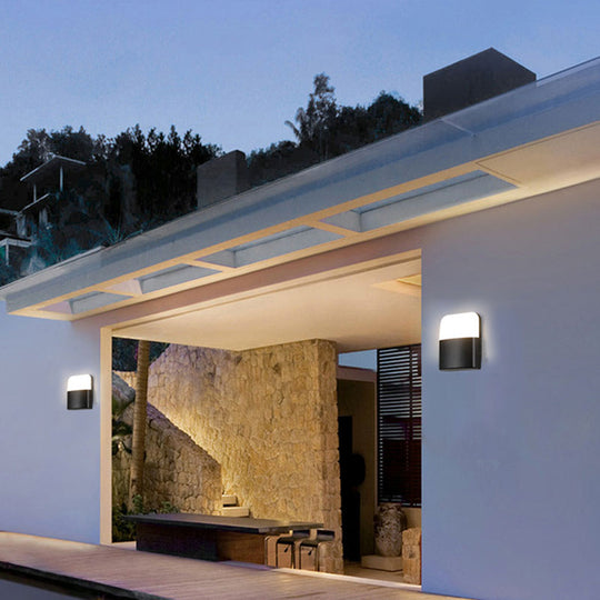 Modern Black Led Courtyard Wall Sconce Light Fixture 1 /