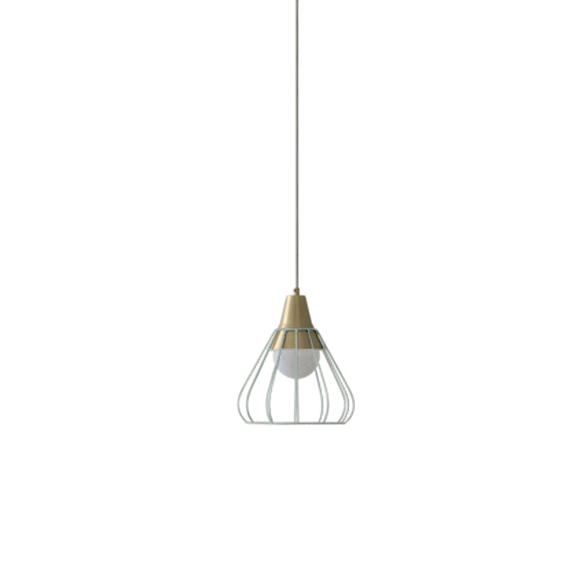 Modern Metal Cone Pendant Lighting - 1 Light Hanging Lamp With Wire-Cage Shade (9/13 Wide)