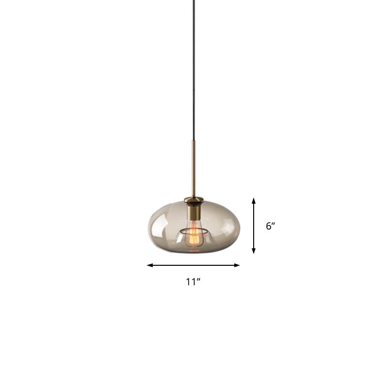 Contemporary Brass Suspension Lamp With Clear Glass Shade - Dining Room Pendant Light