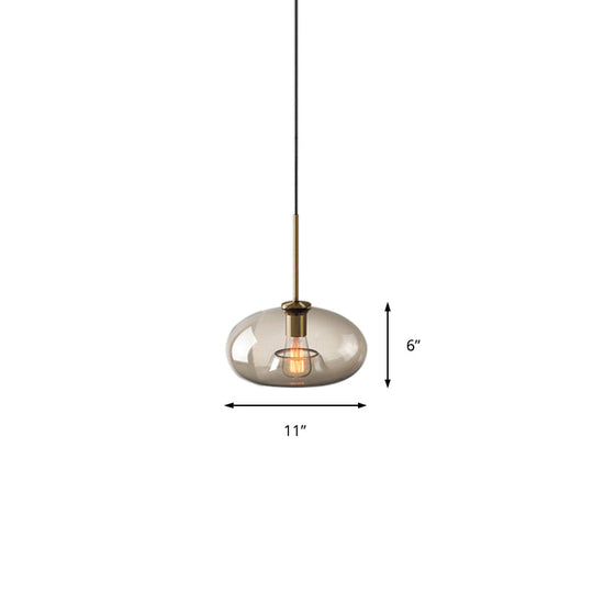 Contemporary Brass Suspension Lamp With Clear Glass Shade - Dining Room Pendant Light