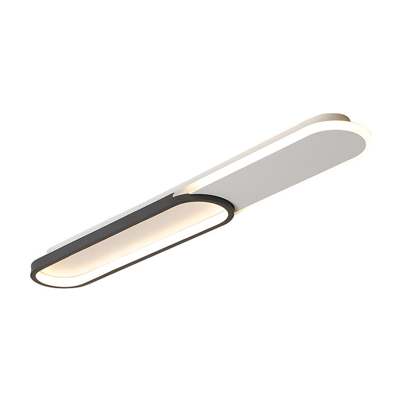 Modernist Black Led Flush Mount With Rectangular Acrylic Cover In White/Warm Light Available 3 Sizes