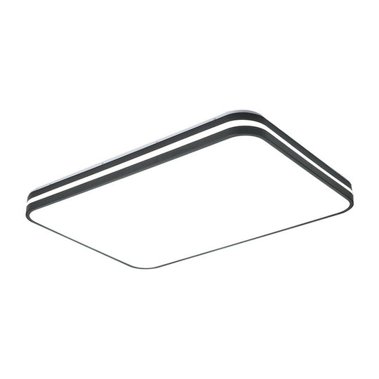 Modern Led Flush Mount Lamp Black Square/Rectangle Acrylic Fixture In White Light 16/19.5/25.5 Wide