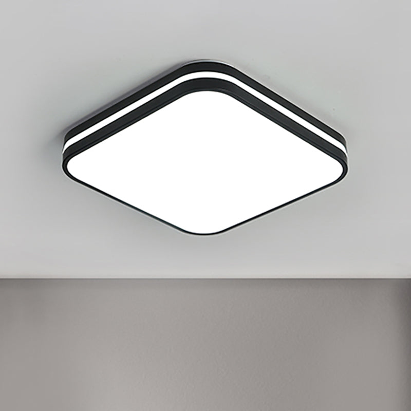 Modern Led Flush Mount Lamp – Black Square/Rectangle Acrylic Fixture In White Light