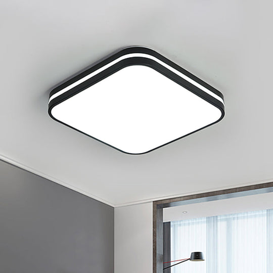 Modern Led Flush Mount Lamp – Black Square/Rectangle Acrylic Fixture In White Light