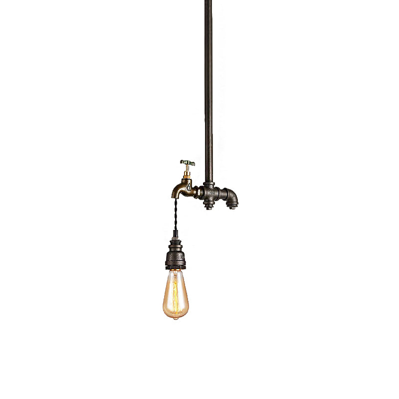 Industrial Metal Pendant Light With Exposed Bulb For Dining Room
