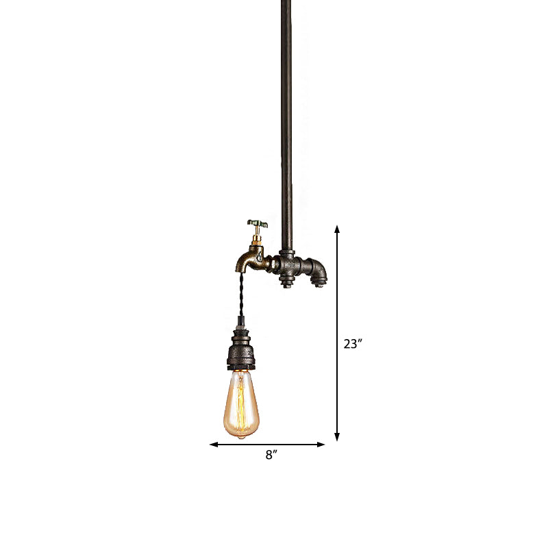 Industrial Metal Pendant Light With Exposed Bulb For Dining Room