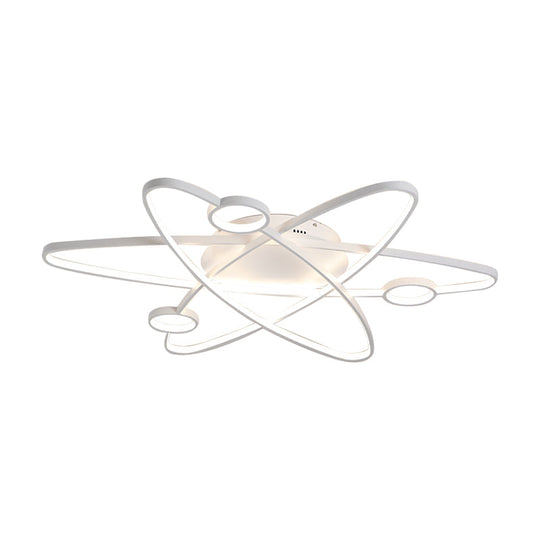 Modern Oval Flush Ceiling Lamp With Led Acrylic White/Coffee Finish In Warm Light - 23.5/31.5/39