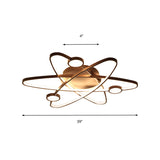 Modern Oval Flush Ceiling Lamp With Led Acrylic White/Coffee Finish In Warm Light - 23.5/31.5/39