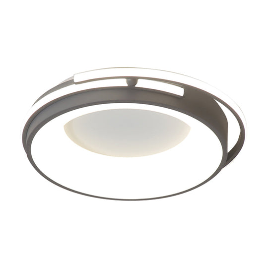 Contemporary Led Flush Mount Light For Living Room - Round Acrylic Shade Black/Grey Finish