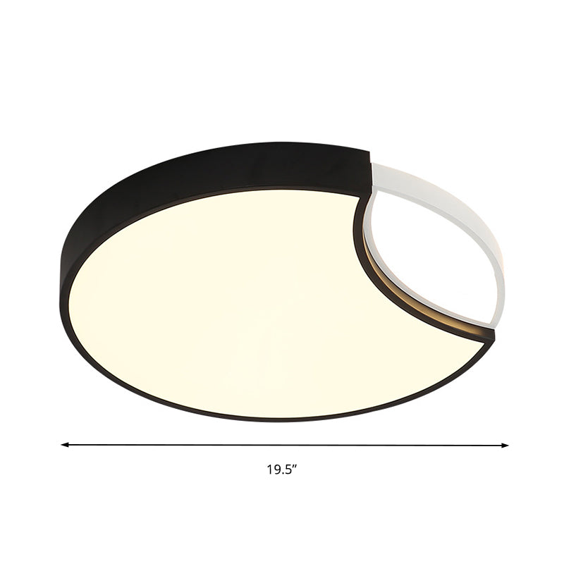 Contemporary Acrylic Led Circle Flush Mount Ceiling Light In Black - Warm White Neutral