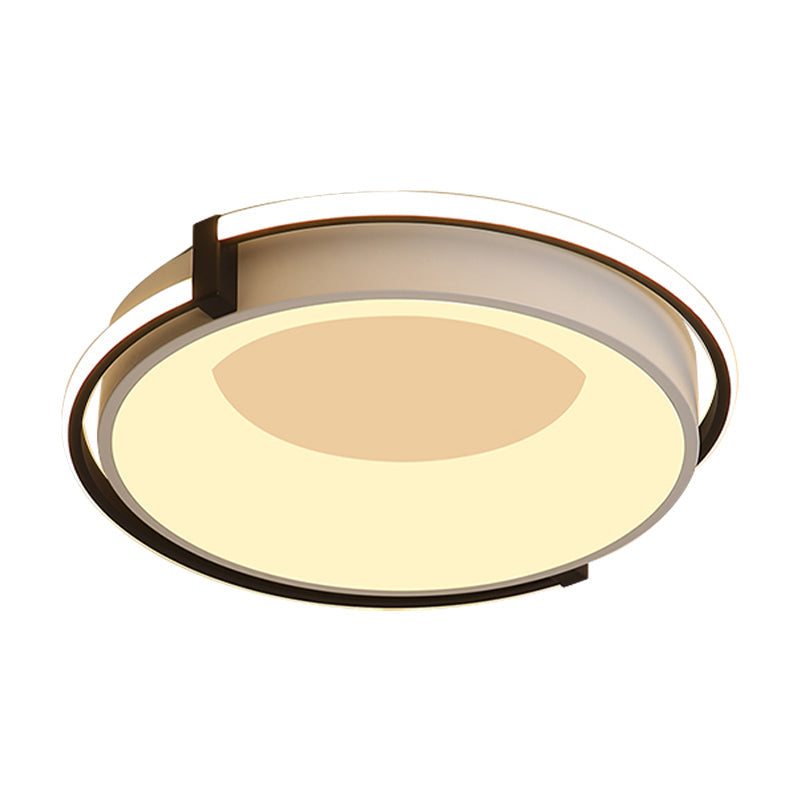 Contemporary Led Flush Mount Light With Black/Grey Ring And Acrylic Shade In White/Warm/Neutral -