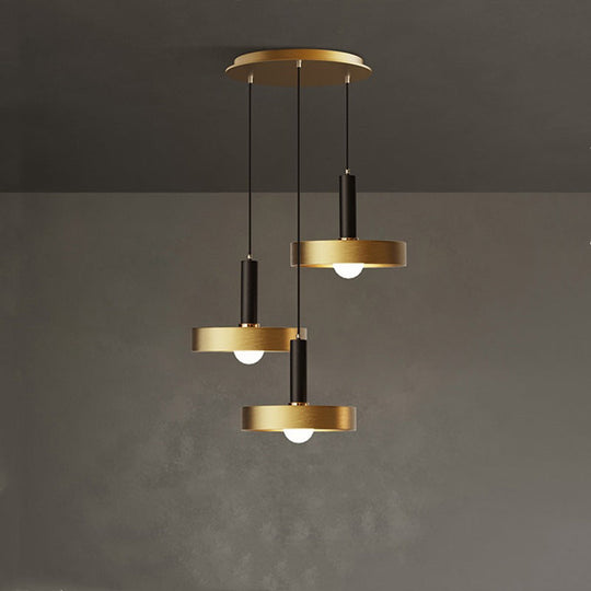 Gold Metallic Lid Shaped Pendant Light Fixture For Dining Room - Post-Modern Suspension Lighting 3 /