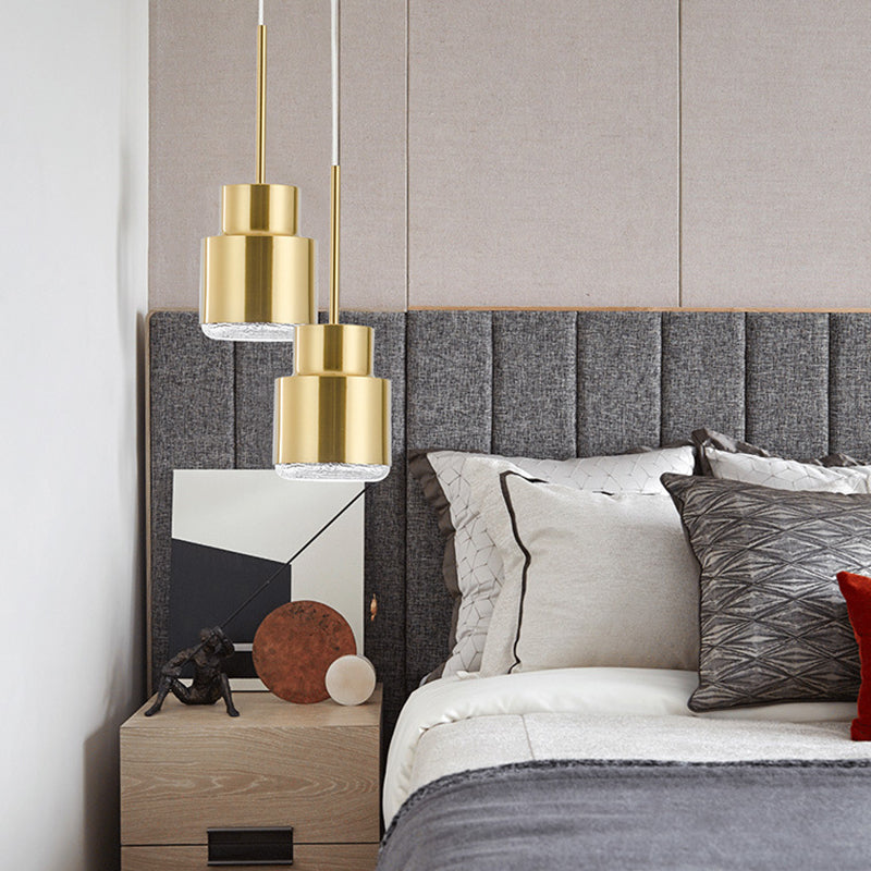 Modern Gold Geometric Ceiling Pendant Light - Single Metallic Hanging Lamp / B