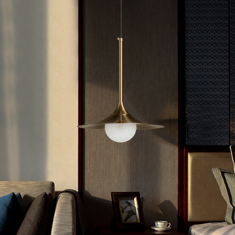 Modern Gold Geometric Ceiling Pendant Light - Single Metallic Hanging Lamp / F