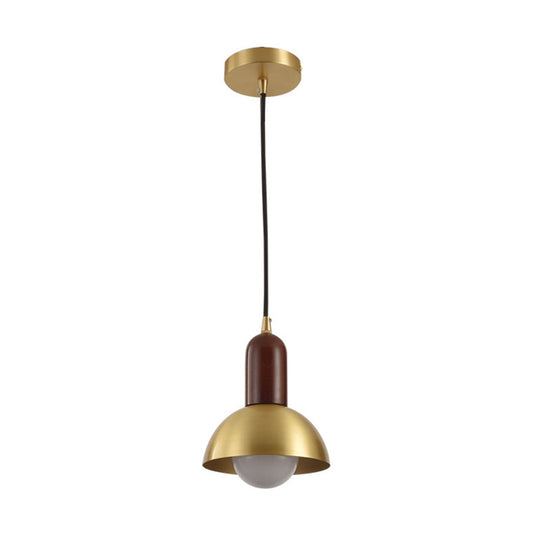 Postmodern Dome Pendant Light In Metallic Brass Finish For Living Room Suspension