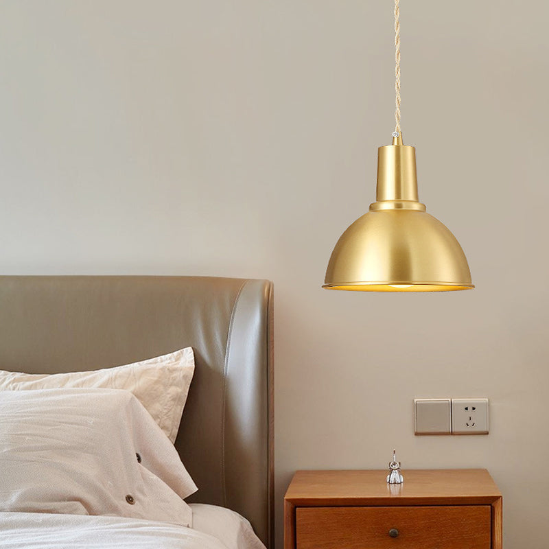 Modern Geometric Shade Ceiling Light - Metallic Gold Pendant Fixture For Dining Room