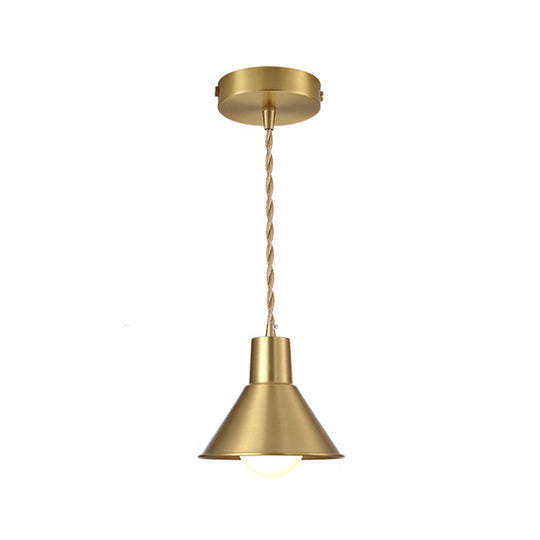 Modern Geometric Shade Ceiling Light - Metallic Gold Pendant Fixture For Dining Room