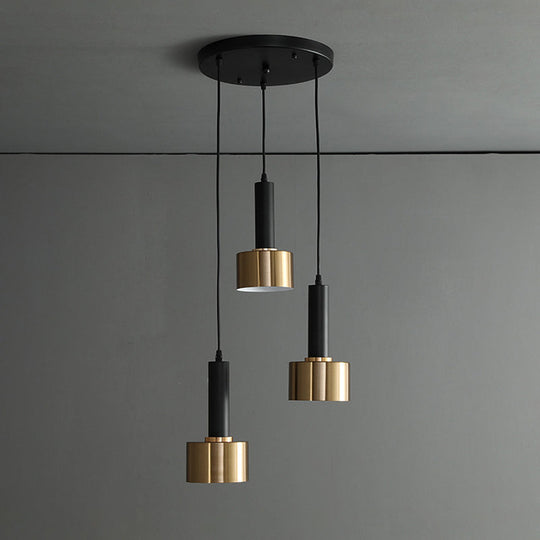 3-Head Brass Grenade Shaped Ceiling Light - Metallic Suspension Fixture / Round