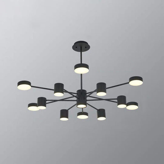 Minimalist Led Chandelier For Living Room - Starburst Pendant Light 12 / Black
