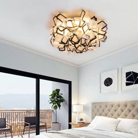 Contemporary Led Blossoming Flower Acrylic Flush Mount Ceiling Light Fixture In White/Black/Blue