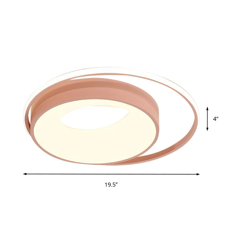 Modern Led Flush Mount Lighting In White/Pink/Blue - Round Acrylic Ceiling Lamp Fixture