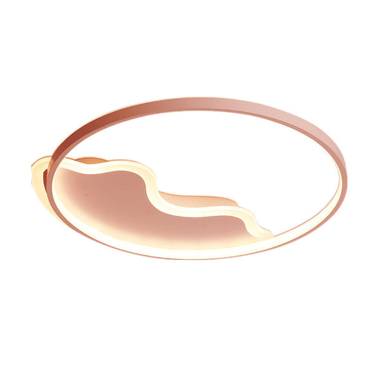 Contemporary Ring Flush Mount Led Lamp For Bedroom 18’/21.5’ - White/Pink/Blue With Warm/White Light